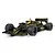 A 1/32 scale Scalextric Lotus 98T slot car in black and gold livery with Ayrton Senna's yellow helmet, shown on a white background.