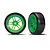 Traxxas 1.9"  Green Split Spoke Front Rims on Hard Plastic Drift Tyres 2Pcs - Glued Wheels 8376G