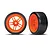 Traxxas 1.9" Orange Split Spoke Rear Rims on Hard Plastic Drift Tyres 2Pcs - Glued Wheels 8377A