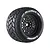 Louise 1/8 MT-Rocket (Sport) Tyres on (0", 1/2" Offset) Black Rims with Hex Adapters - Glued Wheels 2Pcs L-T3320X
