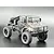 A 1/18 scale Hobby Plus CR-18P T Hunter RC rock crawler with a clear, unpainted polycarbonate truck body, black chassis, and off-road tires.