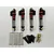 A set of four Hobby Plus oil-filled aluminium RC shock absorbers with black and red bodies, extra springs, screws, and ball studs on a white background.