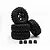 Four Hobby Plus 1.2 inch Mudder-XL RC crawler tyres pre-glued to black five-spoke rims, stacked with four matching black wheel nuts in front.