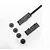 Hobby Plus RC spare parts set including two black plastic skid plates and four black plastic wheel hex adapters on a white background.