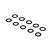 A set of ten black circular shims or washers arranged in two rows on a white background.