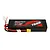 A rectangular Gens Ace 7.4V 7600mAh 60C soft case LiPo battery with red and black wires and an XT60 connector against a white background.