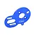 A blue anodized aluminium motor plate for RC cars by GPM Racing, featuring multiple mounting holes and slots.