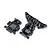 Two black plastic Traxxas front bulkhead components shown from a top-down perspective against a white background.