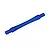 A blue anodized aluminium wheelie bar axle for Traxxas RC vehicles, shown against a plain white background.