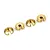 Four small, circular brass shock absorber retainers with a U-shaped slot, arranged in a row on a white background.
