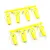 Two sets of four yellow plastic RC ball ends attached to a sprue tree on a white background.