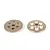 Two gold-coloured aluminium slipper plates for RC cars, featuring a circular design with six holes and a central D-shaped mounting hole.