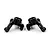 A pair of black anodized aluminium RC steering hubs marked with L and R, isolated on a white background.