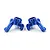 A pair of dark blue anodized aluminium RC steering hubs marked with L and R for left and right sides.