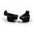 A pair of black anodized aluminium rear hubs for RC cars, shown against a plain white background.
