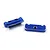 Two dark blue anodized aluminium suspension mounts for RC cars, shown from different angles on a white background.