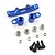 Yeah Racing blue aluminium steering bell crank and drag link assembly with bearings, spacers, and screws on a white background.
