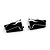 Two black aluminium servo mounts with silver decorative accents on a white background.