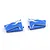 Two dark blue anodized aluminium servo mounts with silver machined edges and a decorative swoosh pattern on a white background.