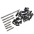 A set of silver metal turnbuckles, black plastic rod ends, and small metal ball studs for RC car suspension and steering.