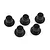 Five small black flanged Delrin suspension arm washers arranged on a white background.