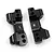 Two black aluminium RC suspension arm mounts marked with L and R, shown against a white background.
