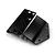 A black aluminium front bumper skid plate for an RC car, featuring multiple mounting holes and a bent, angular design.