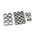 A collection of various sized metal shielded ball bearings arranged on a white background.