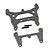 Two graphite RC shock towers with a woven carbon fiber pattern and two black countersunk screws on a white background.
