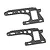 Two identical black carbon fiber RC chassis brace plates with cutouts and mounting holes on a white background.