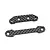 Two flat carbon fiber RC chassis brace plates with pre-drilled mounting holes on a white background.