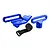 GPM Racing blue anodized aluminium battery mount set with a black hook-and-loop strap on a white background.