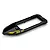 A black UDI RC boat cabin cover with yellow accents and the number 23 printed on the side, isolated on a white background.