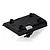 A black plastic battery holder component for an RC boat, featuring mounting clips and a rectangular base.