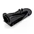 A black plastic jet pump housing component for an RC boat, shown from an angled perspective against a white background.
