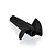 A black plastic two-blade propeller for an RC boat, shown from an angled perspective against a white background.