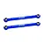 Two blue anodized aluminium RC steering linkages with GPM Racing branding, featuring metal pivot ball ends.