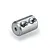 A silver-coloured cylindrical metal motor shaft fastener with two threaded holes on the side and one central hole on the end.