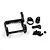 A black aluminium LCG motor mount for RC cars by Yeah Racing, including small mounting brackets, screws, and a nut on a white background.
