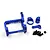 Yeah Racing dark blue aluminium LCG motor mount kit with screws and small components on a white background.