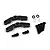 Yeah Racing black aluminium upper suspension arm mounts with included screws, ball studs, and washers on a white background.