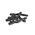 Two black plastic RC rear lower suspension arms with attached ball joints on a white background.