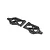 Two black plastic Rovan front lower suspension arms for an RC car, shown from a top-down perspective against a white background.