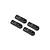 Four black plastic RC rod ends arranged in a group against a white background.