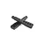 Two black plastic RC body mount posts crossed over each other on a white background.