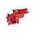 A red anodized aluminium gearbox case for RC cars by GPM Racing, featuring a machined finish and the GPM logo.