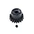 A black GPM Racing 17T pinion gear with a small grub screw placed below it against a white background.