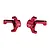 A pair of red anodized aluminium front steering hubs for RC cars, marked with L and R for left and right sides, featuring the GPM Racing logo.
