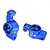Two blue anodized aluminium rear hub carriers for RC cars, marked with L and R, featuring the GPM Racing logo.