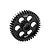 A black GPM Racing 36T speed main gear for RC vehicles, featuring a central D-shaped hole and six weight-reduction holes.